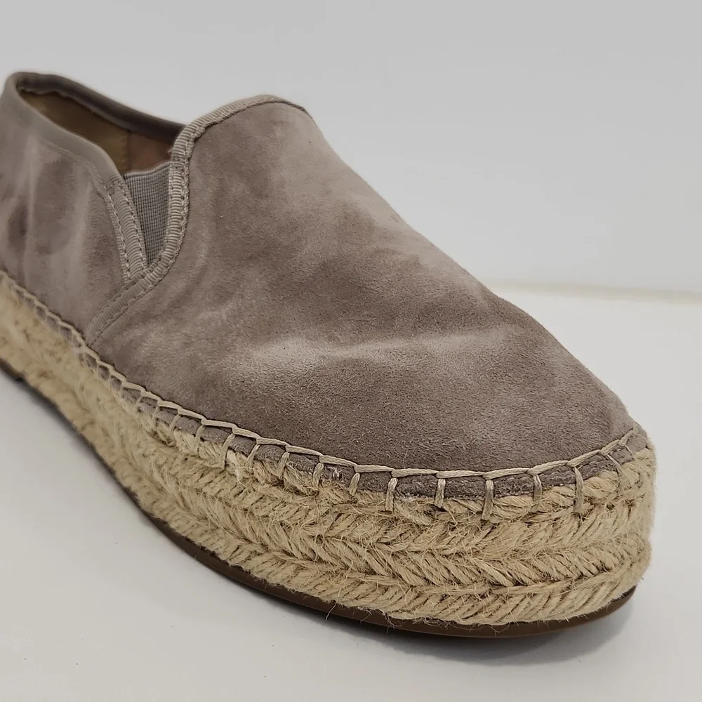 Sam Edelman Carrin Women's 9M Gray Suede Espadrille Platform Slip On Shoes EUC